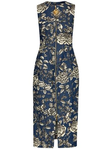 Robe mi-longue en jean à fleurs - Oscar de la Renta - Modalova