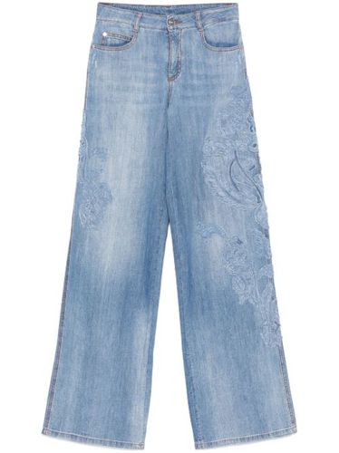 Jean à appliques fleurs - Ermanno Scervino - Modalova