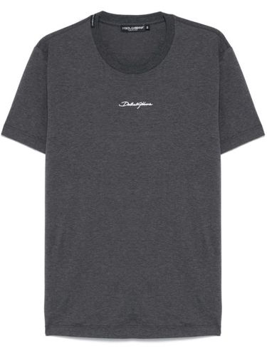 T-shirt en coton à logo brodé - Dolce & Gabbana - Modalova