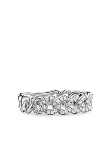 Bague Belmont Curb en sterling pavée de diamants - David Yurman - Modalova