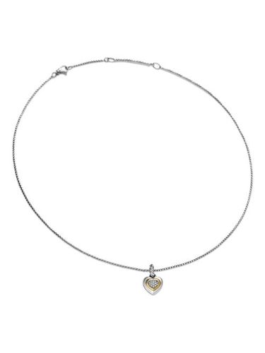 Collier Petite Cable Heart en or 14ct et sterling pavé de diamants (17,1 mm) - David Yurman - Modalova