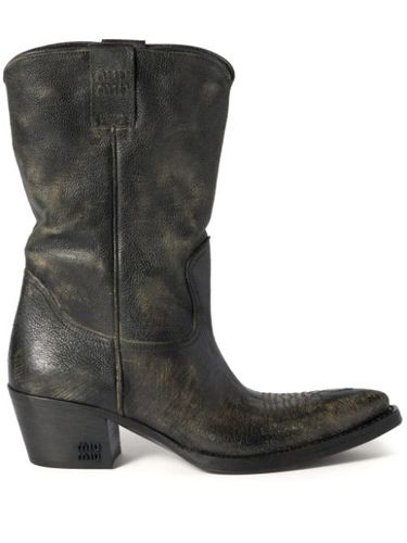 Miu Miu bottes en cuir - Marron - Miu Miu - Modalova