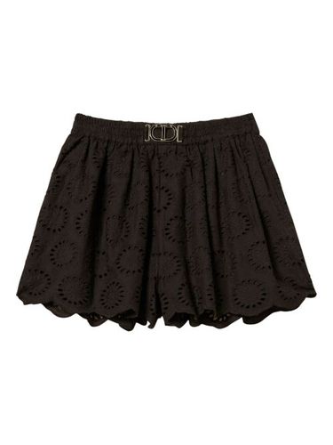 Short en broderie anglaise à logo - TWINSET - Modalova