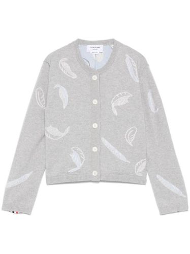Cardigan crop à plumes en intarsia - Thom Browne - Modalova
