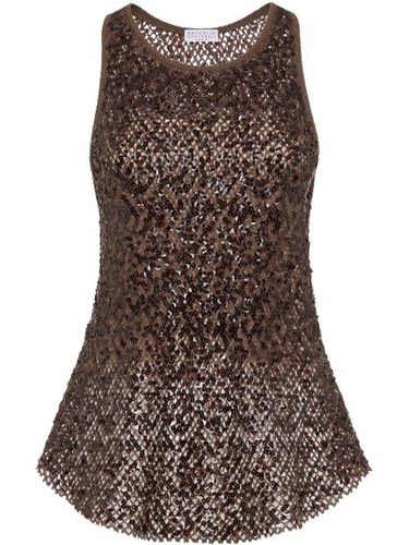 Haut en mesh à sequins - Brunello Cucinelli - Modalova