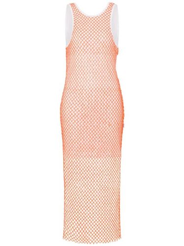 Robe mi-longue à détails en résille - MOSCHINO JEANS - Modalova