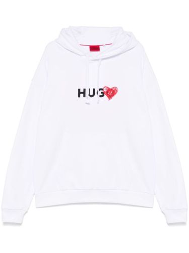 Hoodie en coton à imprimé cœur - HUGO - Modalova