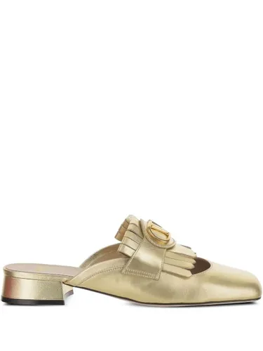 Mules en cuir à plaque logo - Valentino Garavani - Modalova
