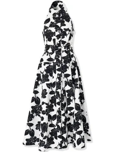 Robe mi-longue fleurie à dos-nu - Carolina Herrera - Modalova