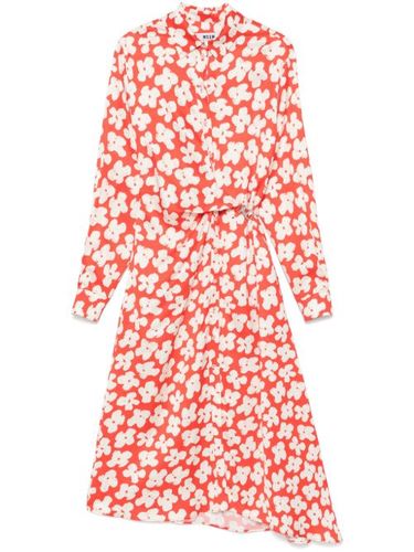 Robe mi-longue à fleurs - MSGM - Modalova
