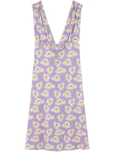 Robe mi-longue Poppies à col v - Versace - Modalova