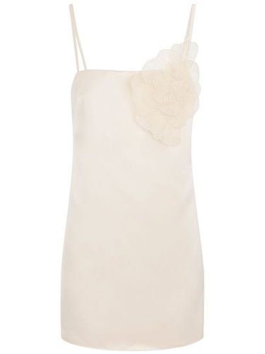 Robe en satin à appliques fleurs - Elisabetta Franchi - Modalova