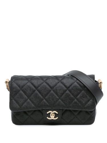 Sac porté épaule bicolore Single Flap en cuir Caviar matelassé (2020) - CHANEL Pre-Owned - Modalova