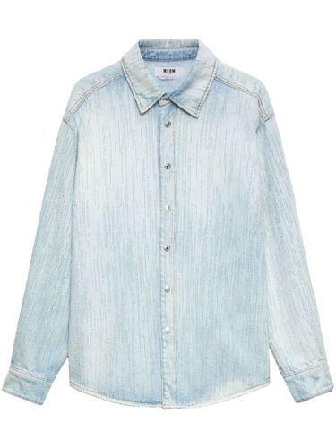Surchemise en jean à effet délavé - MSGM - Modalova