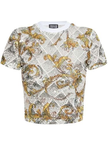 T-shirt crop à imprimé Outline Barocco - Versace Jeans Couture - Modalova
