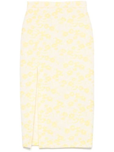 Jupe mi-longue à fleurs en jacquard - MSGM - Modalova