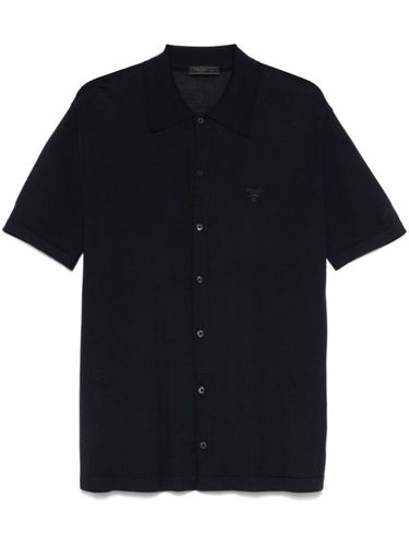 Prada chemise à logo brodé - Bleu - Prada - Modalova