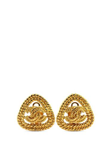Boucles d'oreilles en plaqué à logo CC (1980-1990) - CHANEL Pre-Owned - Modalova