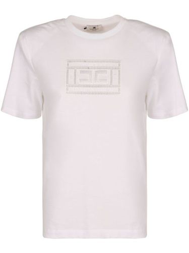 T-shirt en coton à logo brodé - Elisabetta Franchi - Modalova