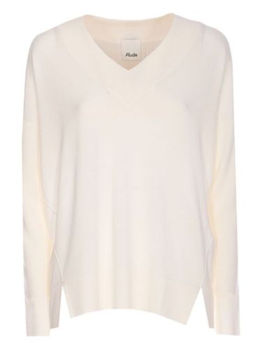 Allude pull à col v - Blanc - Allude - Modalova