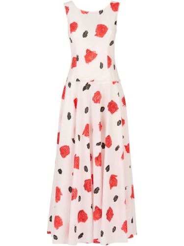 Robe mi-longue à roses imprimées - Marni - Modalova