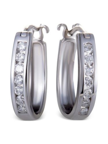 Boucles d'oreilles en or blanc 14ct pavées de diamants - LB Exclusive - Modalova