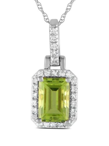 Collier en or blanc 14ct serti de péridot et de diamant - LB Exclusive - Modalova