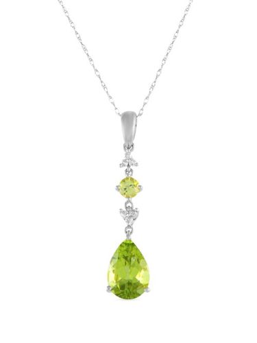 Collier à pendentif en or blanc 14ct et péridot pavé de diamants - LB Exclusive - Modalova