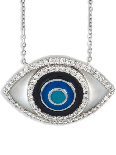 Collier en or 14ct à pendentif mauvais œil pavé de diamant - LB Exclusive - Modalova
