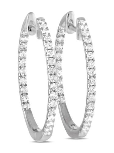 Créoles Inside-Out en or blanc 14ct pavées de diamant - LB Exclusive - Modalova