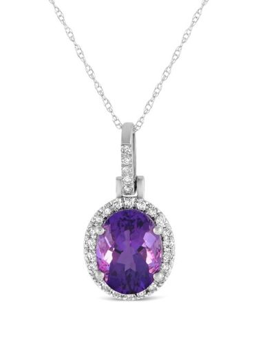 Collier en or blanc 14ct serti de diamant et d'améthyste - LB Exclusive - Modalova