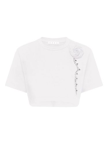 T-shirt crop à ornements en cristal - AREA - Modalova