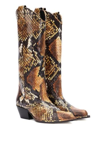 Bottes d'inspiration western à effet peau de serpent - Roberto Cavalli - Modalova