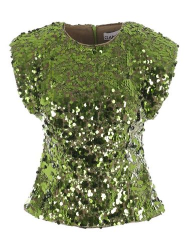 T-shirt brodé de sequins - GANNI - Modalova