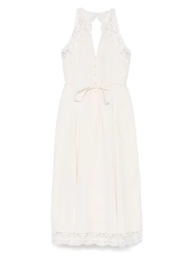 Robe en popeline à détails en dentelle - TWINSET - Modalova