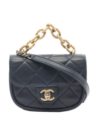 Mini sac à main Chain Top Handle Flap en peau d’agneau matelassée (2021-2024) - CHANEL Pre-Owned - Modalova