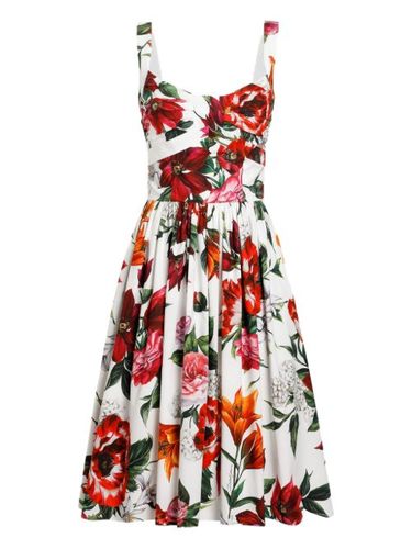 Robe mi-longue à fleurs - Dolce & Gabbana - Modalova