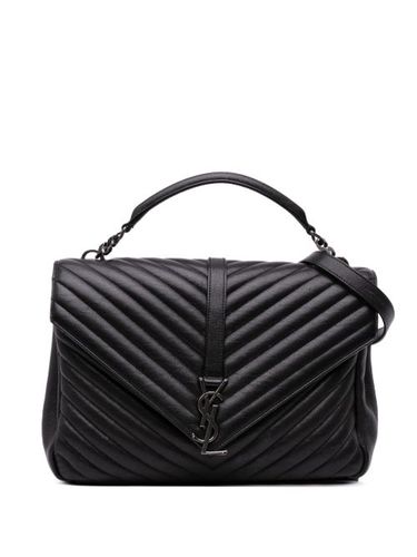 Grand sac à main College Bag Monogram médium en peau lainée à matelassage chevron (2016) - Saint Laurent Pre-Owned - Modalova