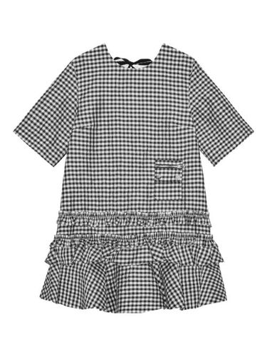 GANNI robe à carreaux vichy - Noir - GANNI - Modalova