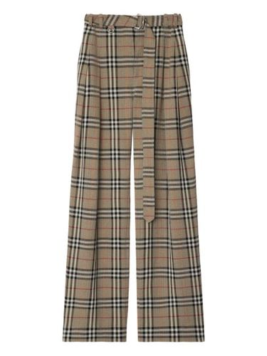 Pantalon ceinturé à carreaux - Burberry - Modalova