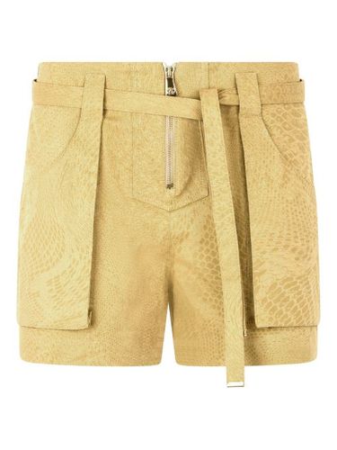 Short ceinturé à imprimé peau de python - Roberto Cavalli - Modalova