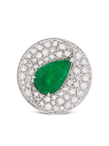Bague cocktail en or blanc 18ct sertie d'émeraudes et pavée de diamants - HYT Jewelry - Modalova
