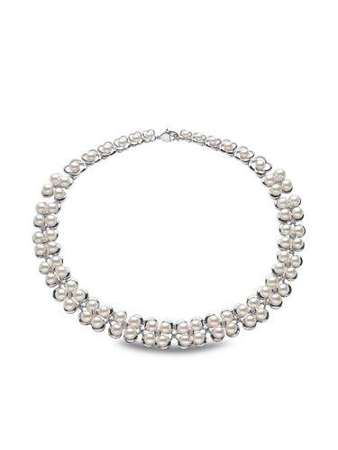 Collier Raindrop en or blanc 18ct à perles d'Akoya serti de diamants - Yoko London - Modalova
