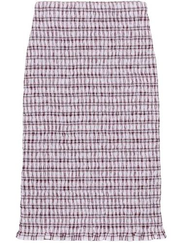 Jupe mi-longue en coton à carreaux - Prada - Modalova