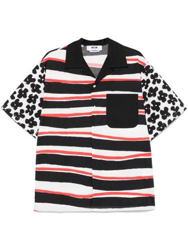 Chemise en popeline à mélange d'imprimés - MSGM - Modalova
