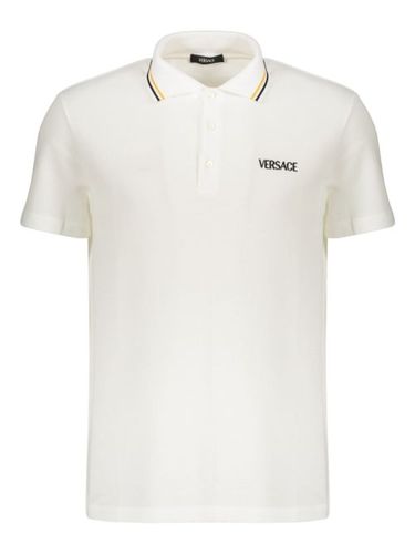 Polo en coton à manches courtes - Versace - Modalova