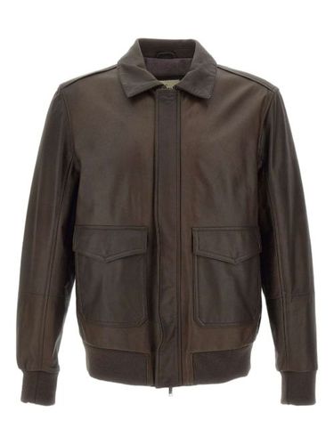 Veste en cuir à poches à rabat - VOLFAGLI - Modalova