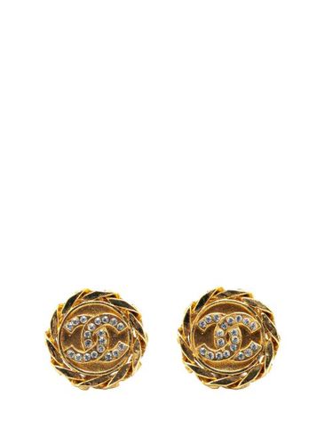 Boucles d'oreilles en plaqué serties de strass à fermoir clip (1980-1990) - CHANEL Pre-Owned - Modalova