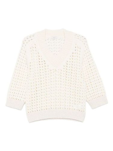 Pull en maille ajourée à col v - Peserico - Modalova