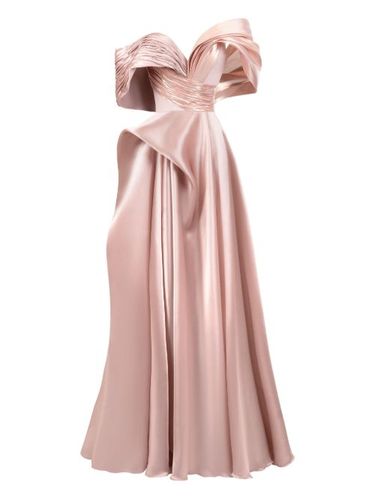 Robe longue plissée à épaules dénudées - Gaby Charbachy - Modalova